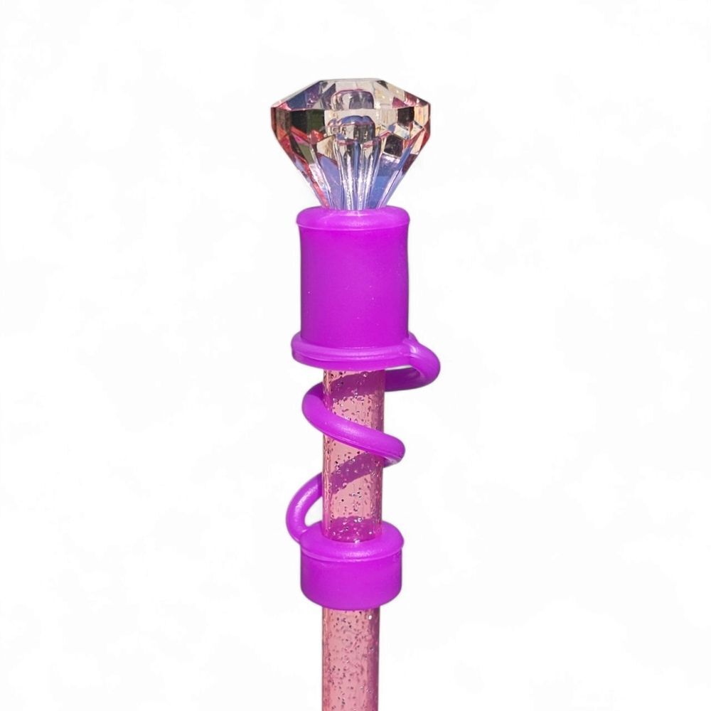 Pink Diamond Silicone 10mm Straw   Topper | Straw Cover | Fits Sta…